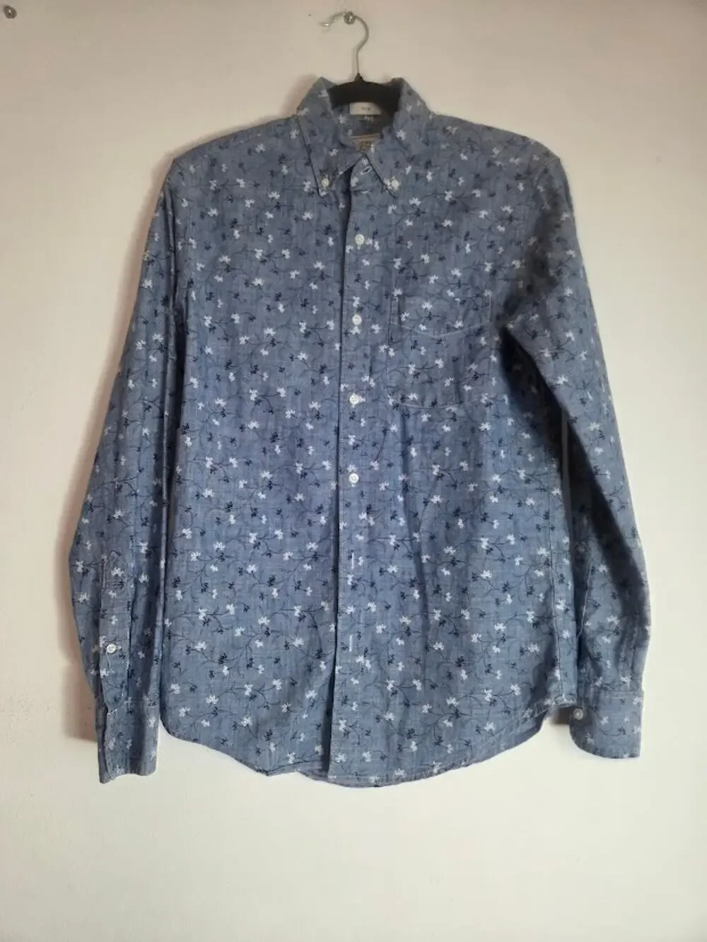 J,Crew Men Blue Denim Floral Print 